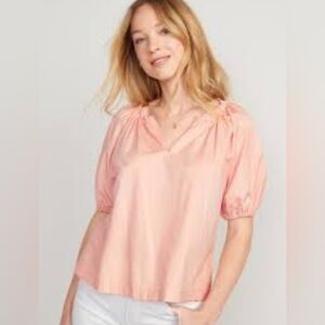 Old Navy Puff Sleeve Split Neck Swing Blouse Top Shirt. Women’s XS Bamboo Pink